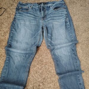Express High-Rise Medium Blue Denim Jeans with Copper Rivets